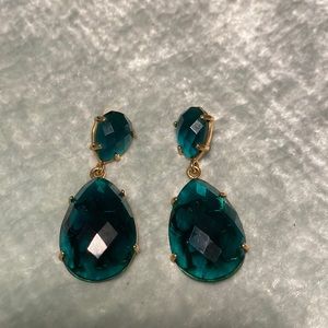 Carolina Herrera earrings emerald green crystal gold plated